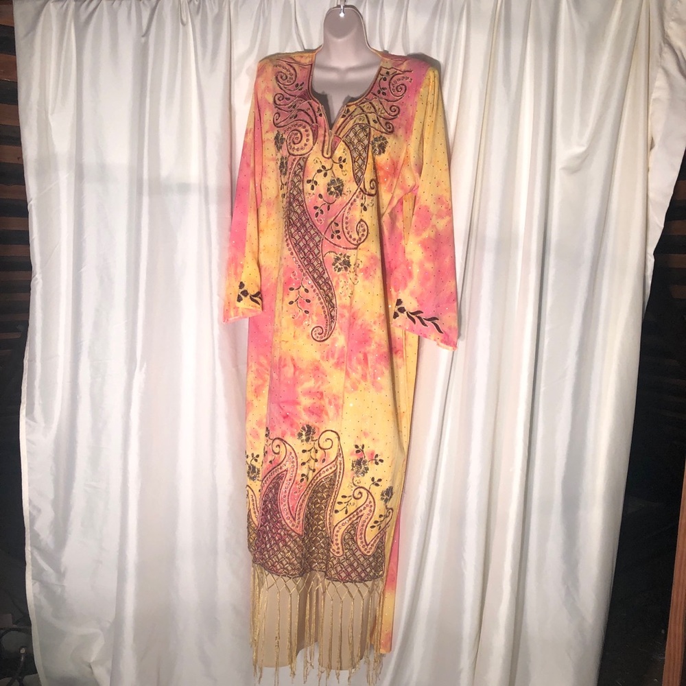 Sparkling fringed kaftan